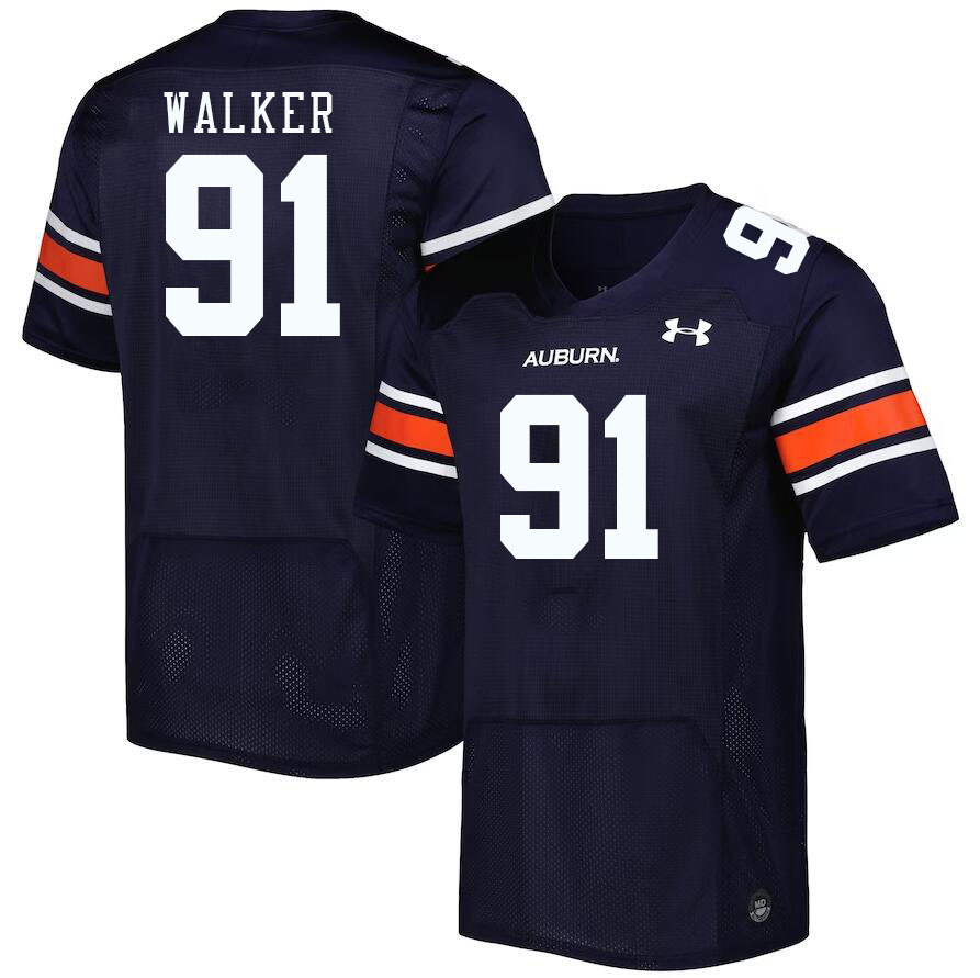 Men #91 Zykeivous Walker Auburn Tigers College Football Jerseys Stitched-Navy - Click Image to Close